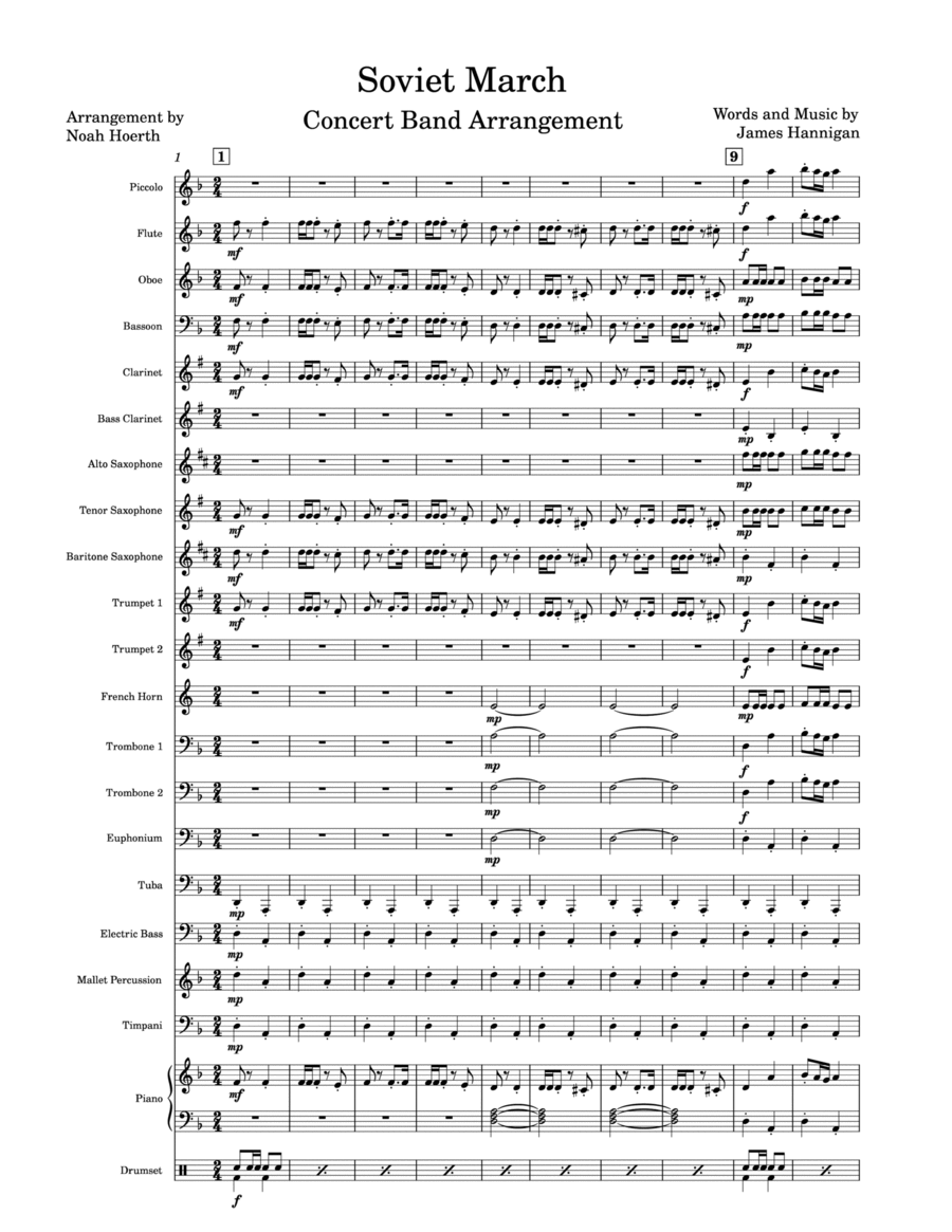 Soviet March Concert Band scores gallery preview page 1