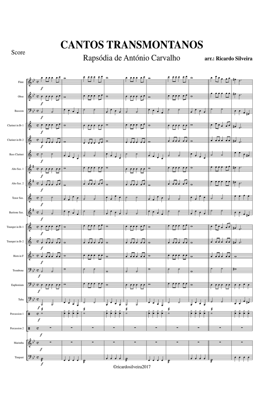 Cantos Transmontanos Concert Band scores gallery preview page 1
