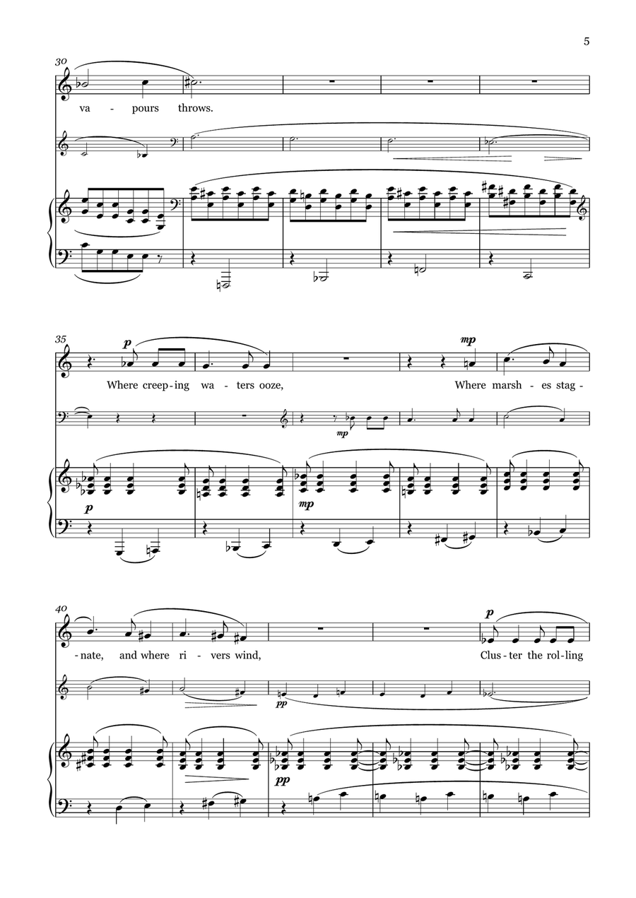 Autumn Evening (soprano, clarinet or viola, and piano) Small Ensemble scores gallery preview page 5