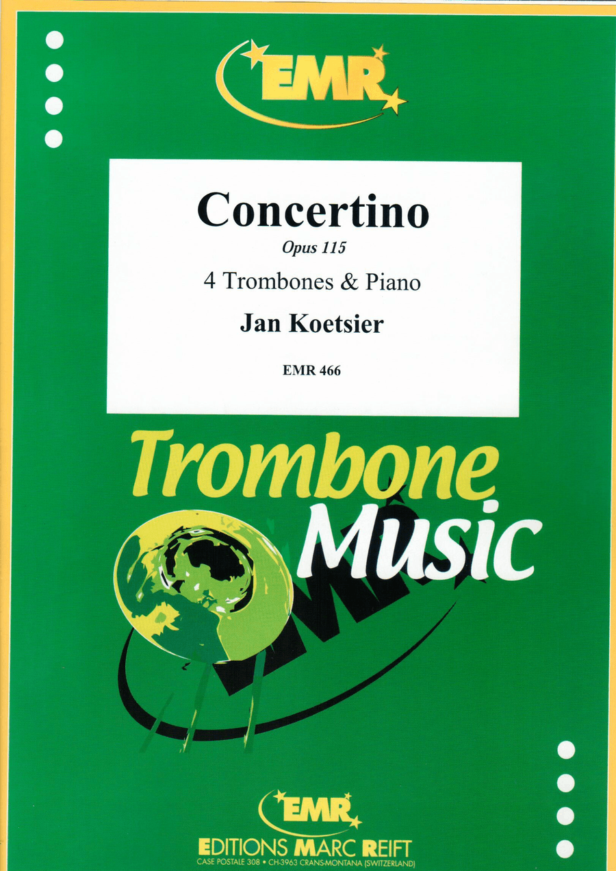 Concertino Op. 115 by Jan Koetsier Trombone Quartet - Sheet Music
