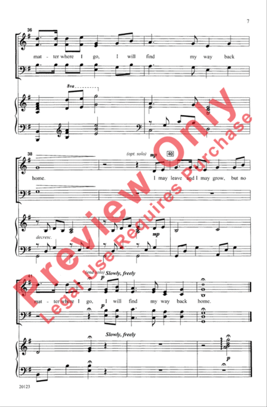 My Way Back Home 4-Part scores gallery preview page 7