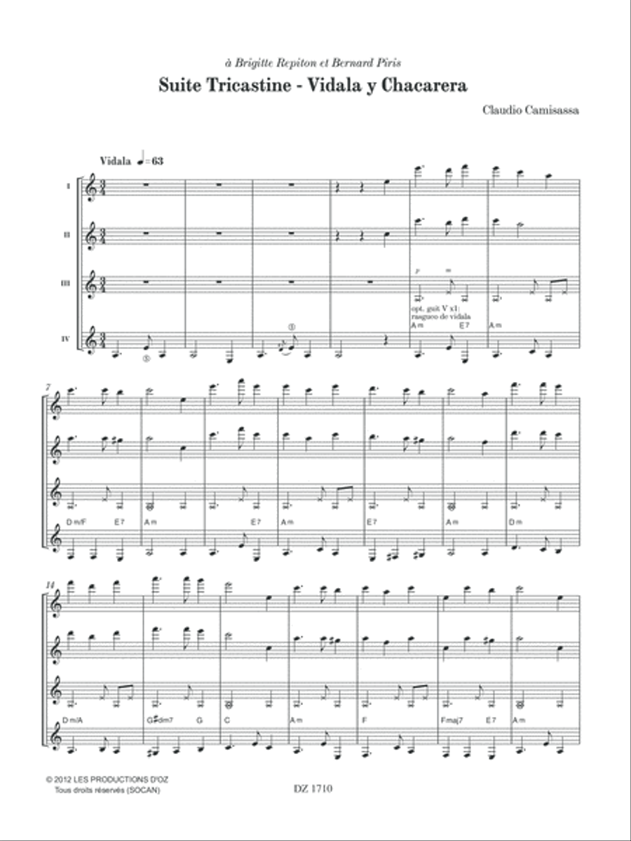 Suite Tricastine - Vidala y Chacarera Guitar Ensemble scores gallery preview page 4