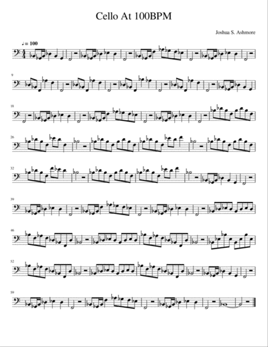 Cello At 100BPM Cello Solo scores gallery preview page 1