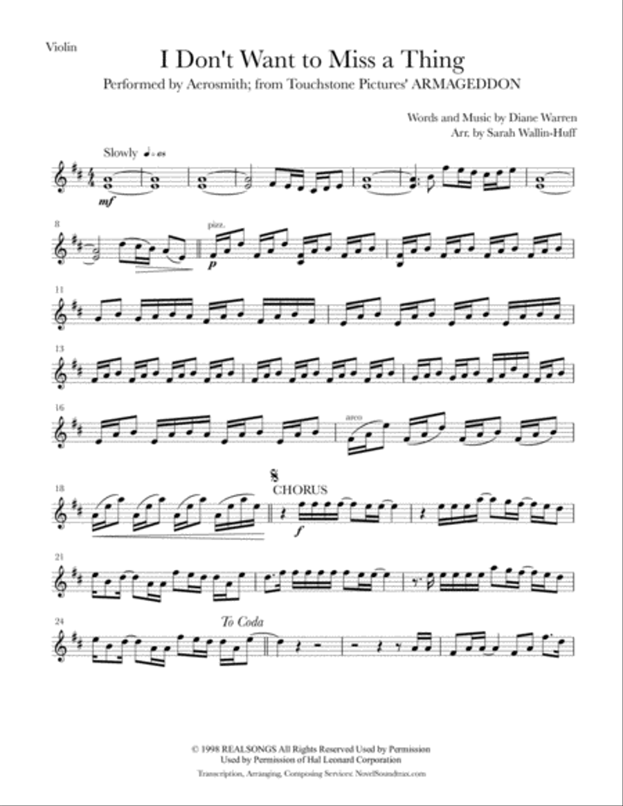I Don't Want To Miss A Thing String Trio scores gallery preview page 6