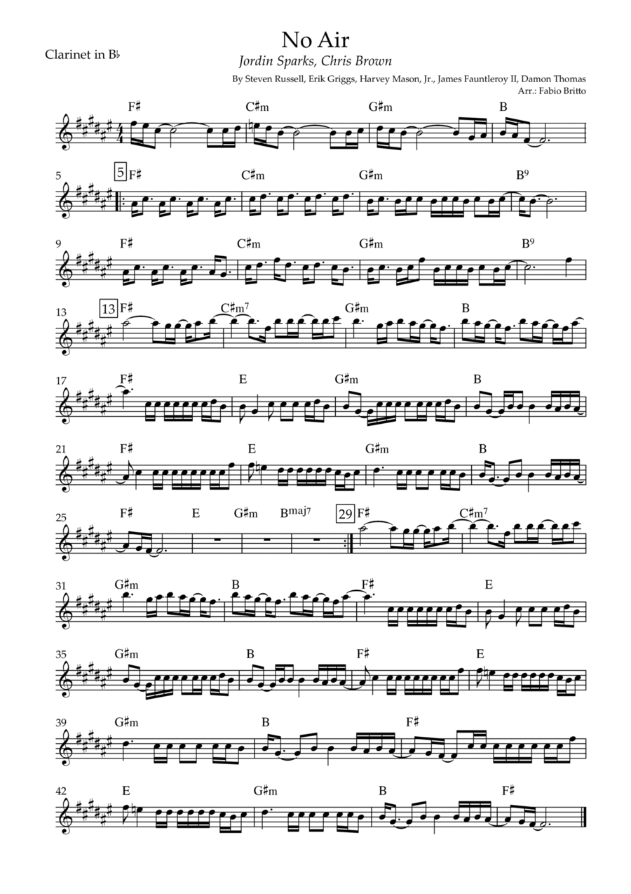 No Air Clarinet Solo scores gallery preview page 1
