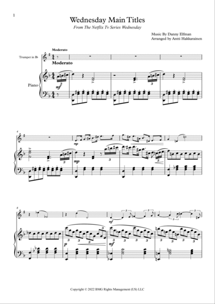 Wednesday Main Titles B-Flat Trumpet scores gallery preview page 2