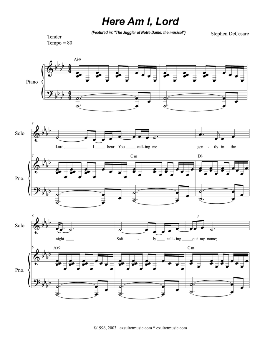 Here Am I, Lord (Vocal solo)