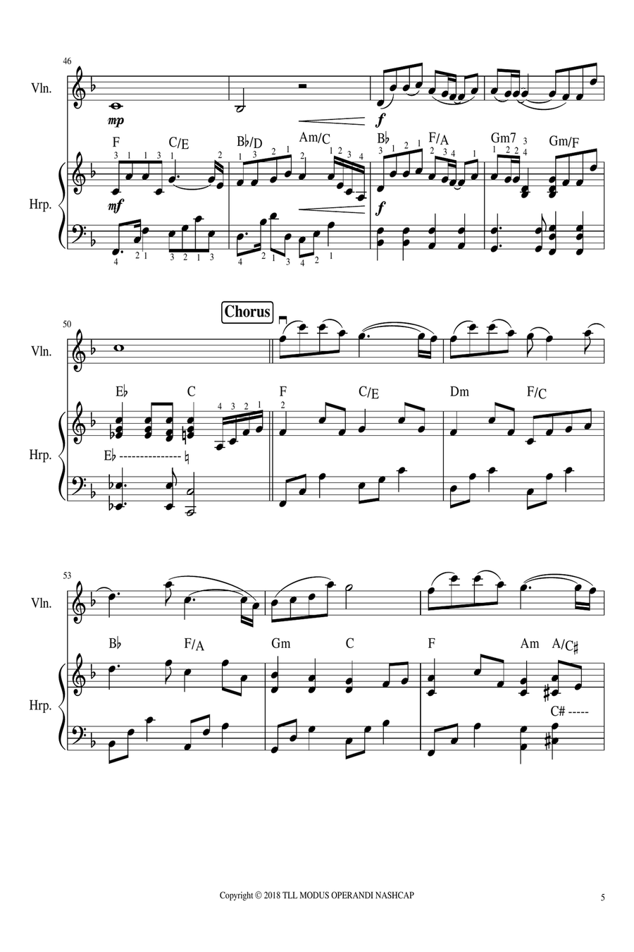 [Harp & Violin Duet] 恩典之路+一生愛祢 | The Path of Grace +With All My Love by Stream of Praise String Duet scores gallery preview page 5