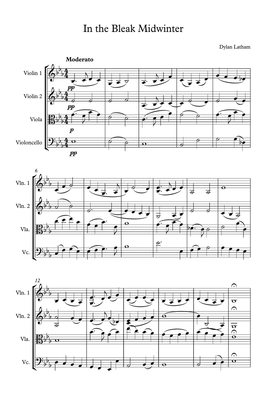 In the Bleak Midwinter In the Bleak Midwinter String Quartet scores gallery preview page 1