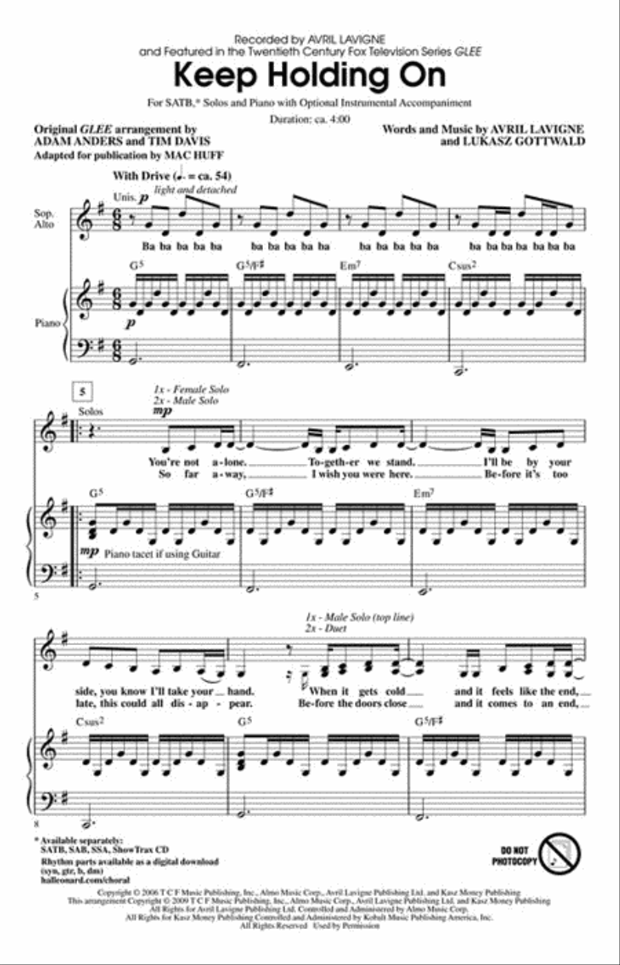 Keep Holding On Show Choir scores gallery preview page 2