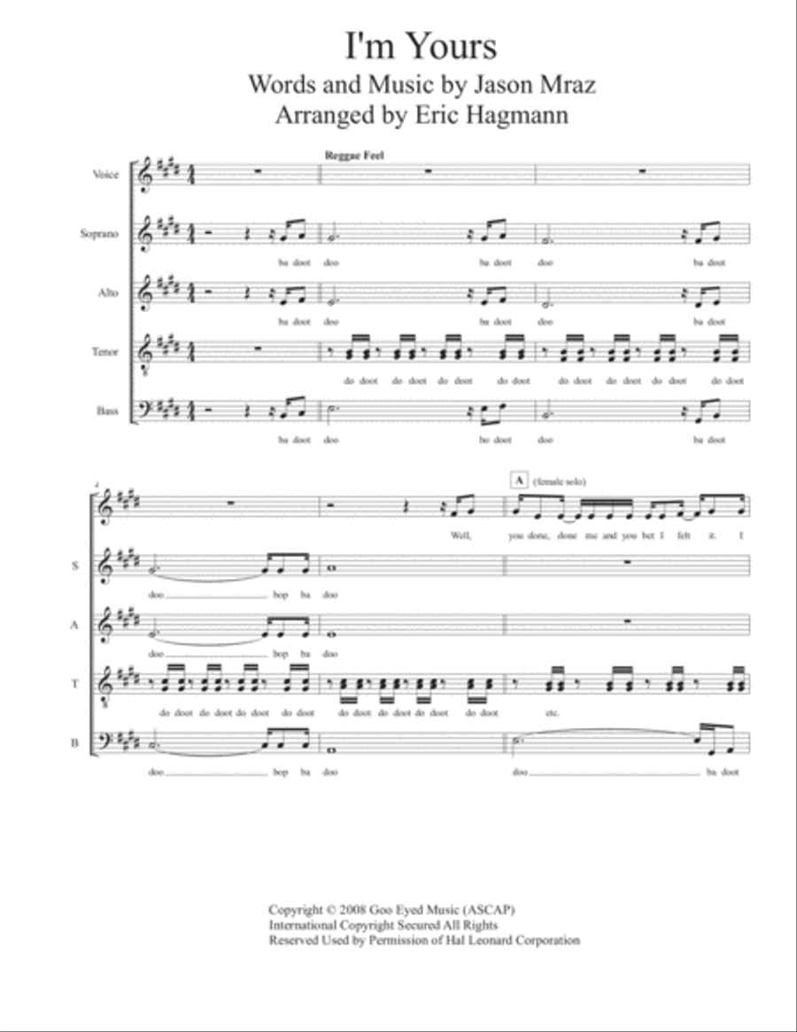 I'm Yours 4-Part scores gallery preview page 1