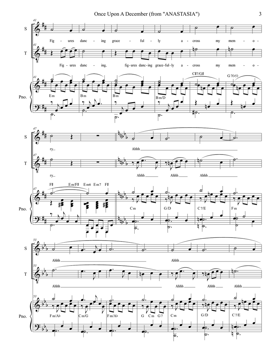Once Upon A December from the Twentieth Century Fox Motion Picture ANASTASIA Tenor Voice scores gallery preview page 3