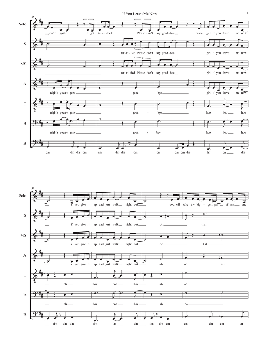 If You Leave Me Now A Cappella scores gallery preview page 5