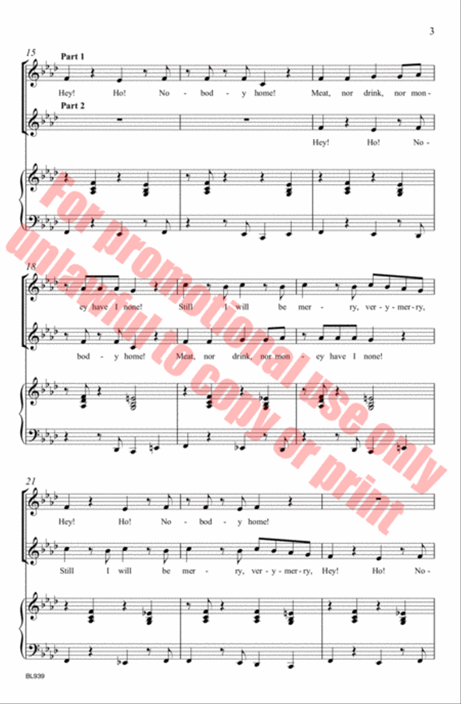 Hey! Ho! Nobody Home Hey! Ho! Nobody Home Choir scores gallery preview page 4