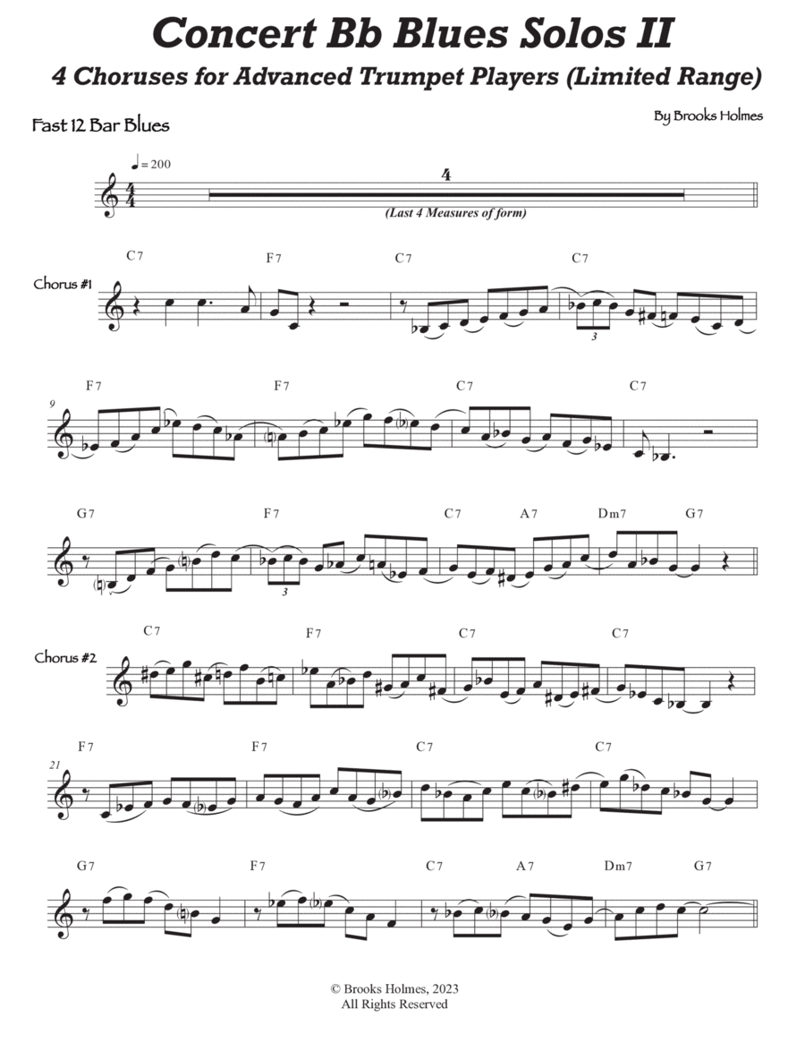 Concert Bb Blues Solos for Advanced Level Trumpet image number null