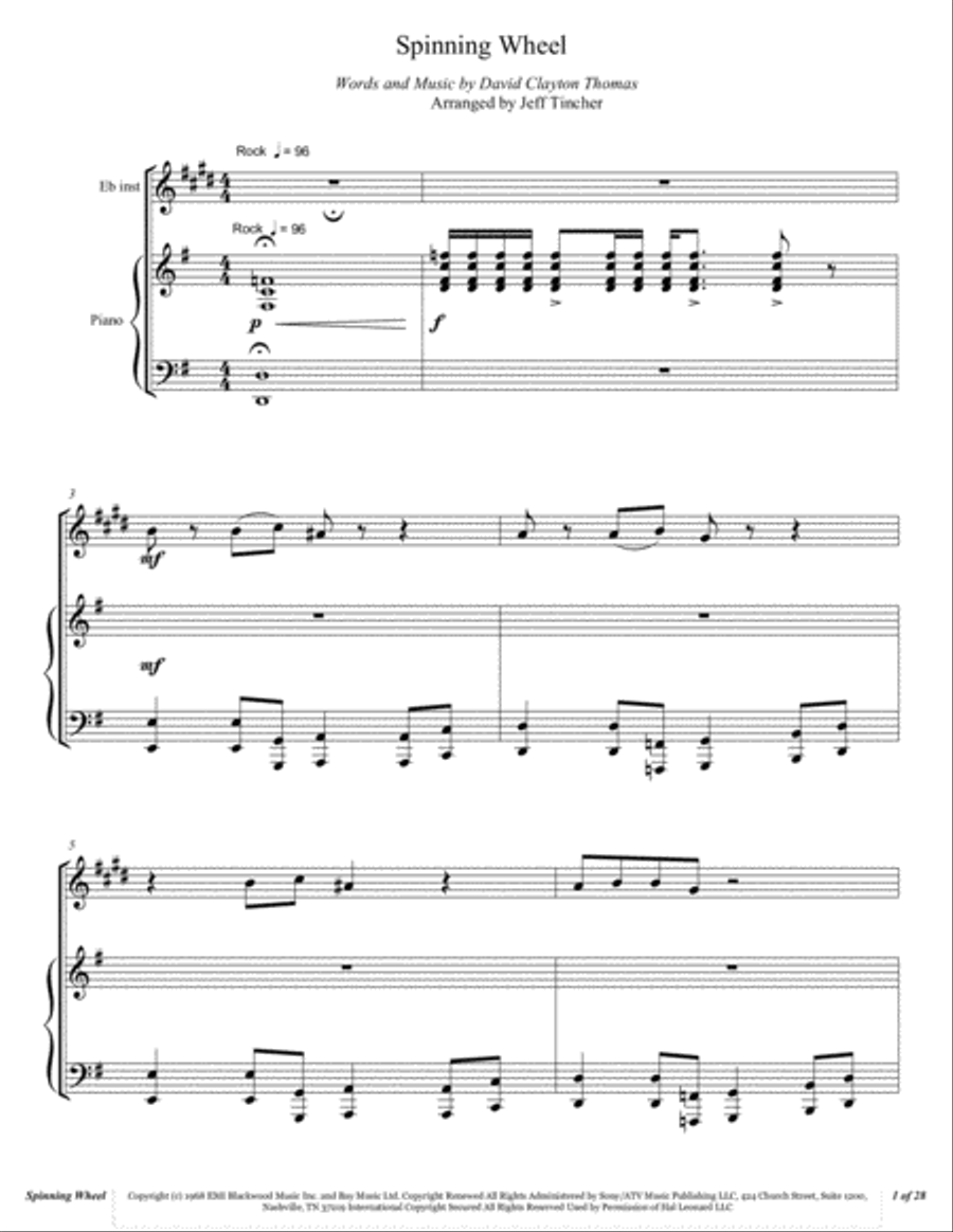 Spinning Wheel Spinning Wheel Alto Saxophone scores gallery preview page 2