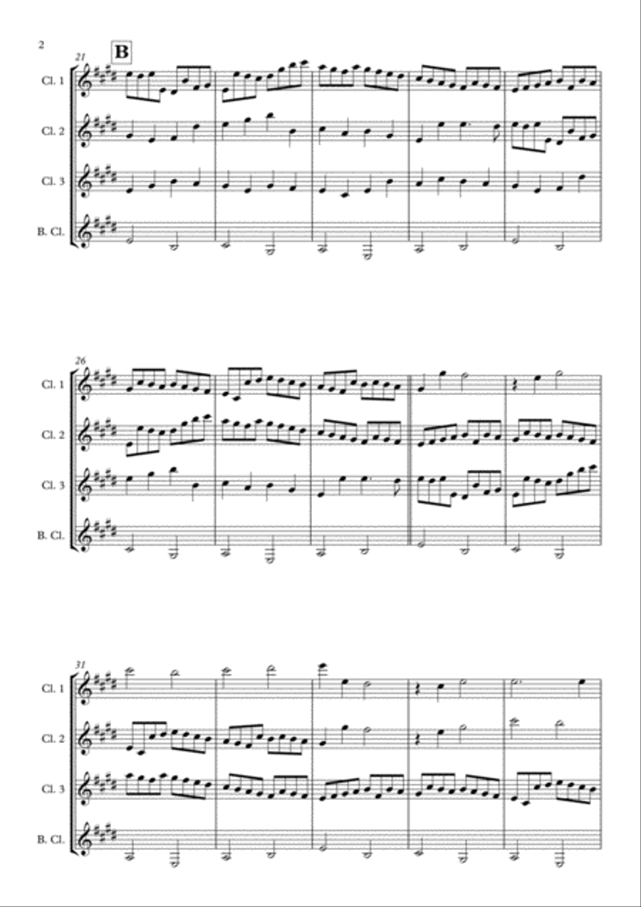 Canon and Gigue in D for Clarinet Quartet Clarinet Quartet scores gallery preview page 4