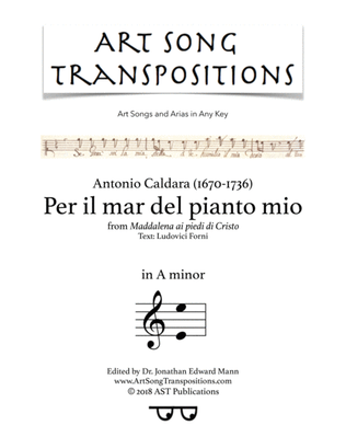 Book cover for CALDARA: Per il mar del pianto mio (transposed to A minor)