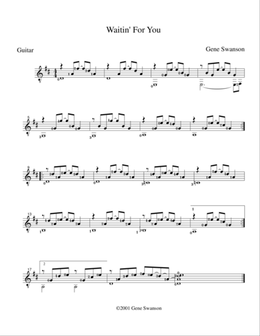 Waitin' For You Guitar Solo scores gallery preview page 1