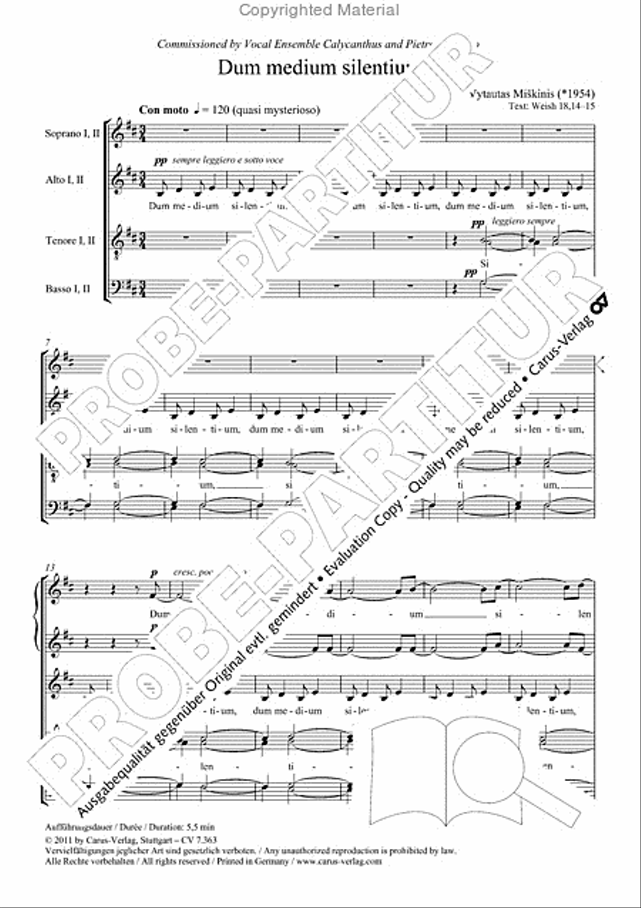 Dum medium silentium Dum medium silentium SSAATTBB scores gallery preview page 3