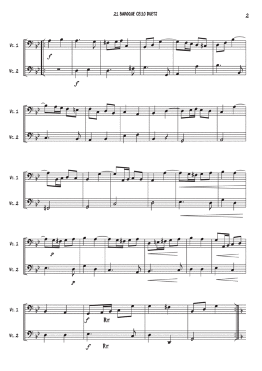 21 Baroque duets for 2 Cello's 21 Baroque duets for 2 Cello's String Duet scores gallery preview page 5