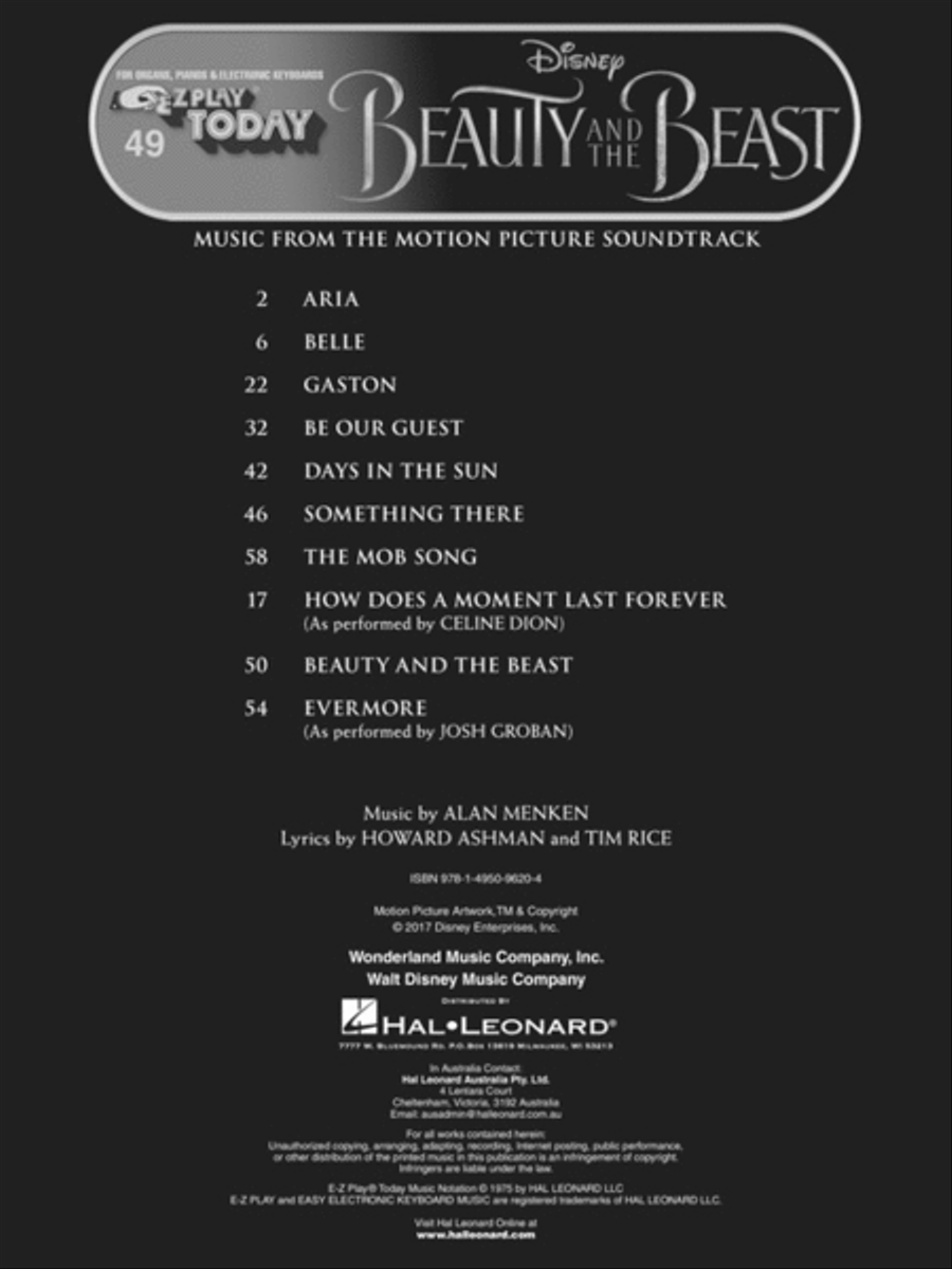 Beauty and the Beast Electronic Keyboard scores gallery preview page 2