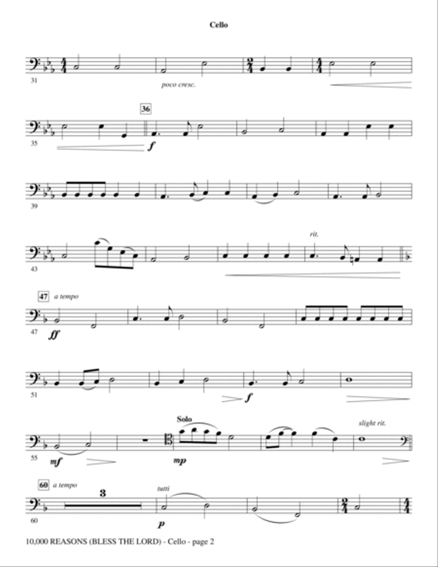 10,000 Reasons (Bless The Lord) - Cello Choir scores gallery preview page 2