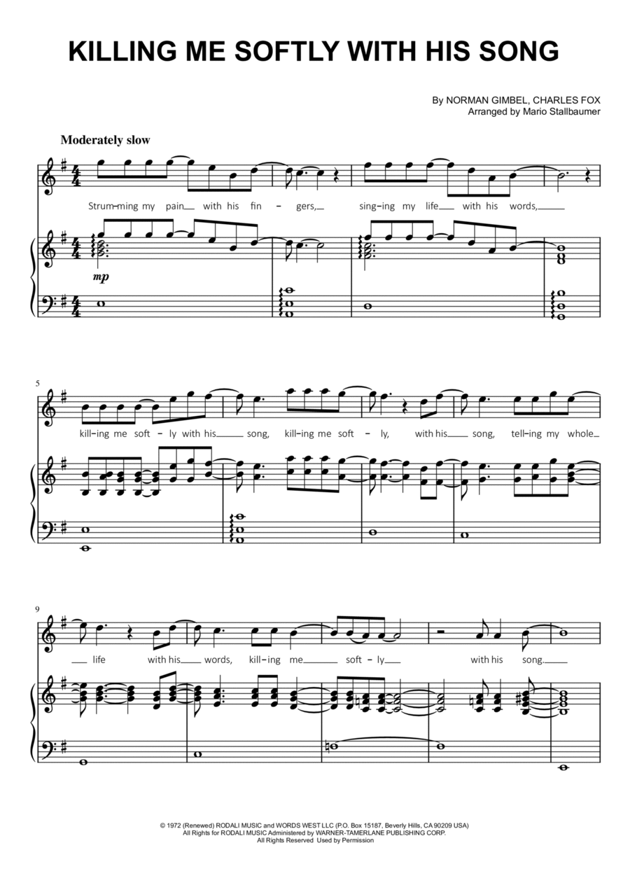 Killing Me Softly With His Song Voice scores gallery preview page 1