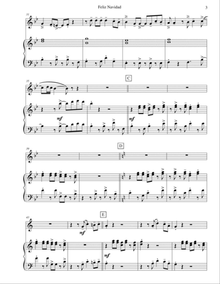 Feliz Navidad Flute Solo scores gallery preview page 5