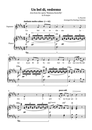 Un Bel Di Vedremo (from Madama Butterfly) - for Soprano - in B major