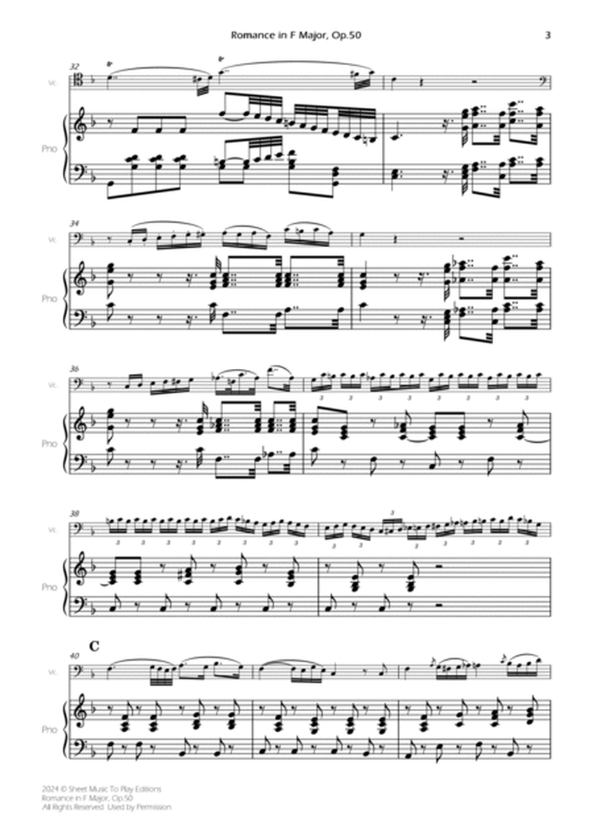 Romance in F Major, Op.50 - Cello and Piano (Full Score and Parts) image number null