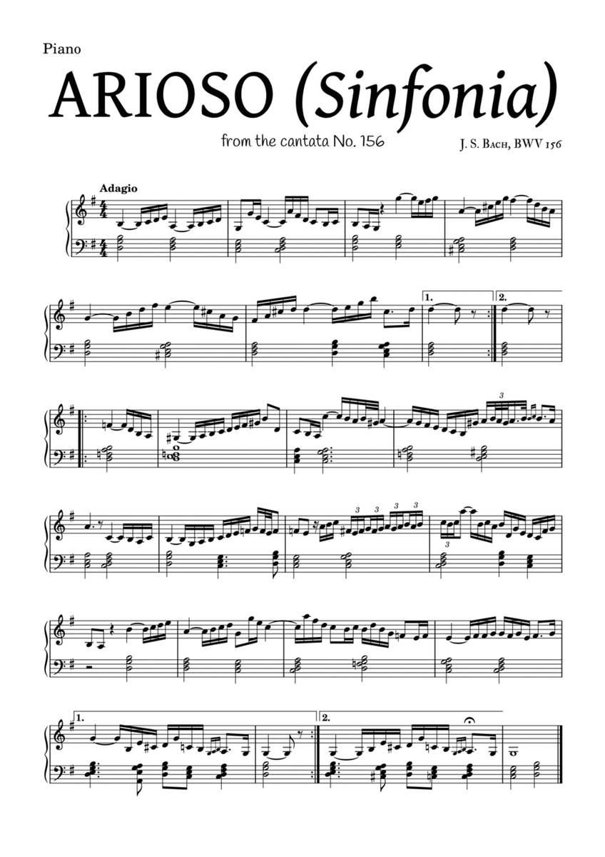 ARIOSO, by J. S. Bach (sinfonia) - for Piano and accompaniment image number null