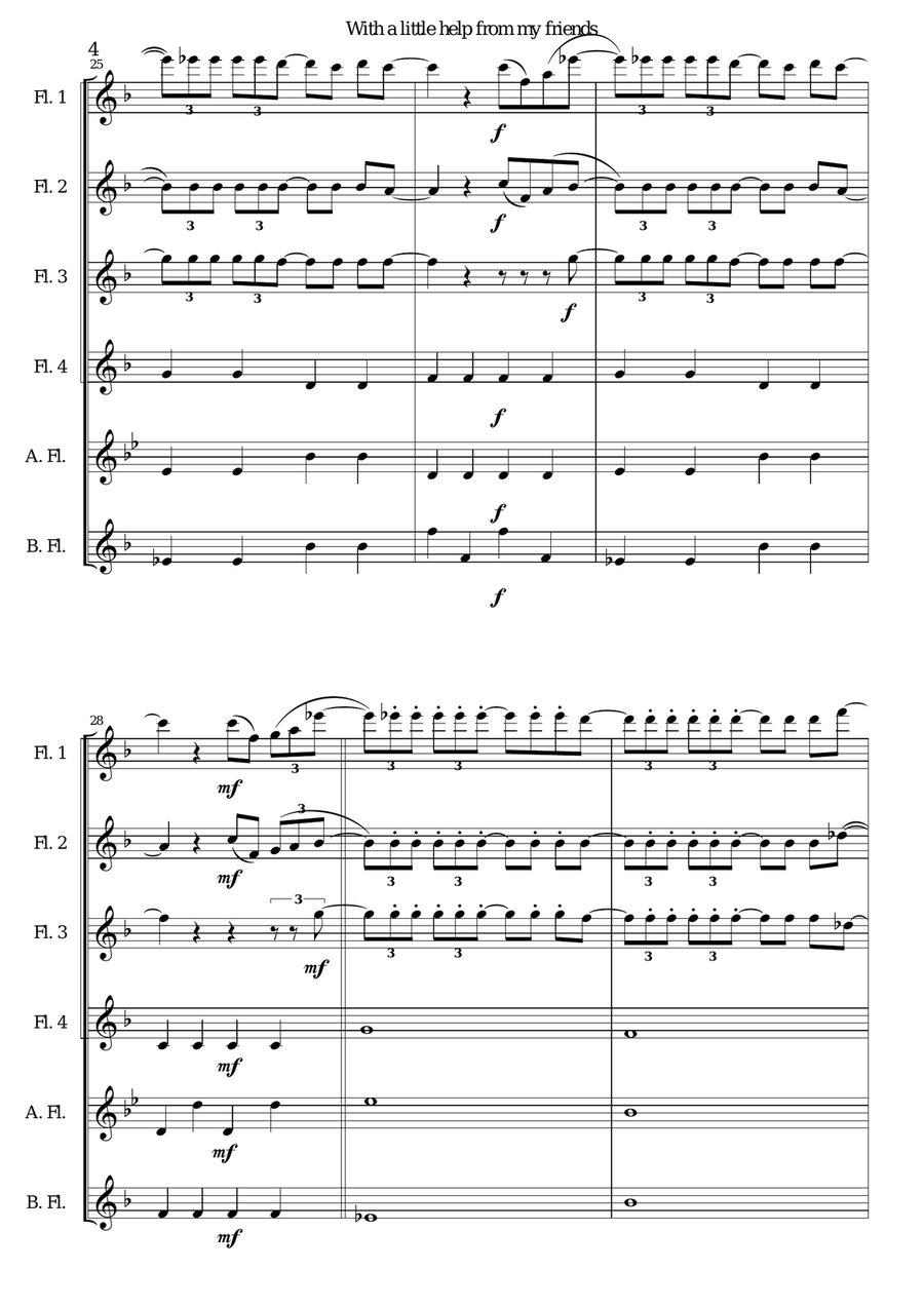 With A Little Help From My Friends Woodwind Ensemble scores gallery preview page 4