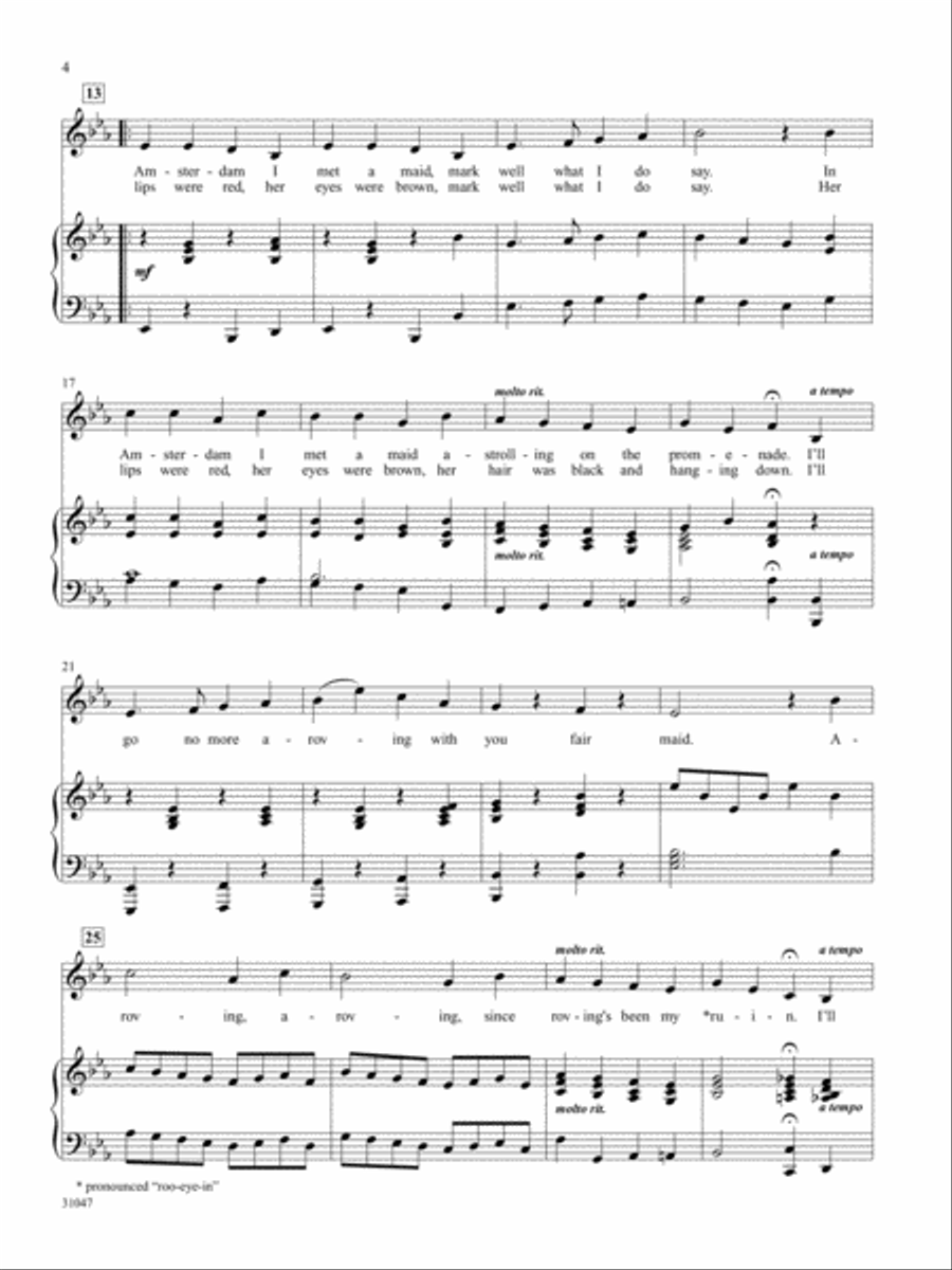 12 Folk Songs for Solo Singers Piano Accompaniment scores gallery preview page 4