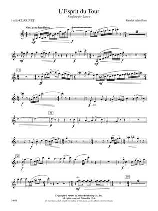 L'Esprit du Tour: A Fanfare for Lance: 1st B-flat Clarinet