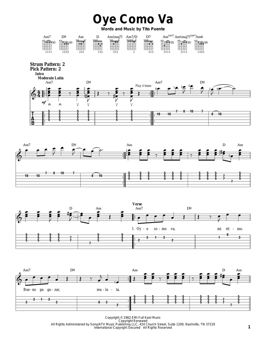 Oye Como Va Acoustic Guitar scores gallery preview page 1