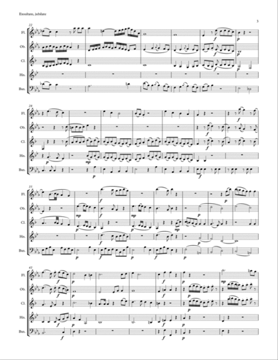 Mozart: Exsultate, jubilate for Woodwind Quintet Woodwind Quintet scores gallery preview page 3