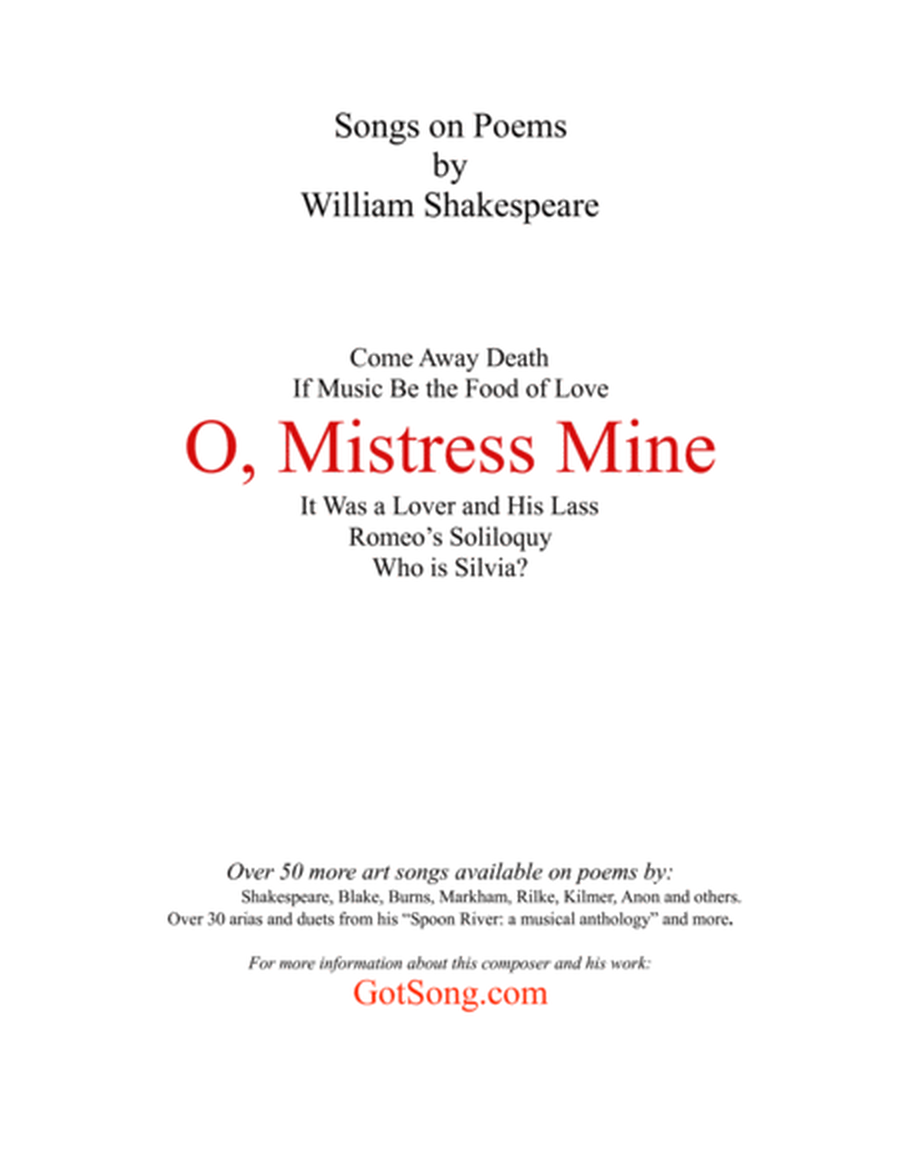 O, Mistress Mine (Shakespeare) image number null