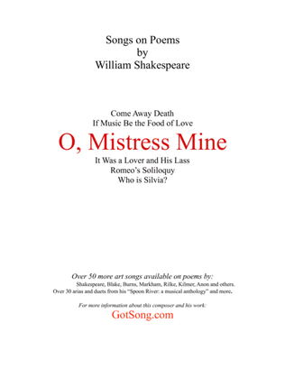 O, Mistress Mine (Shakespeare)