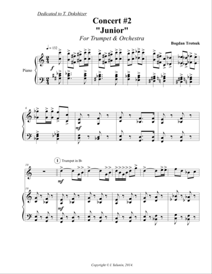 Trotsuk Bogdan - Concert No. 2 For Trumpet & Piano Trumpet Solo scores gallery preview page 2