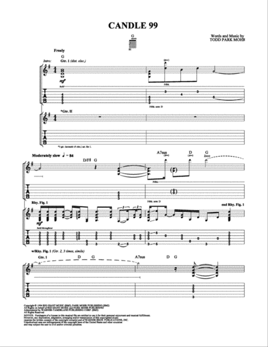 Candle 99 Electric Guitar scores gallery preview page 1