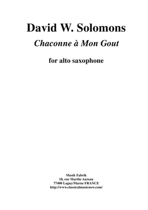 David W. Solomons: Chaconne à mon gout for solo alto saxophone