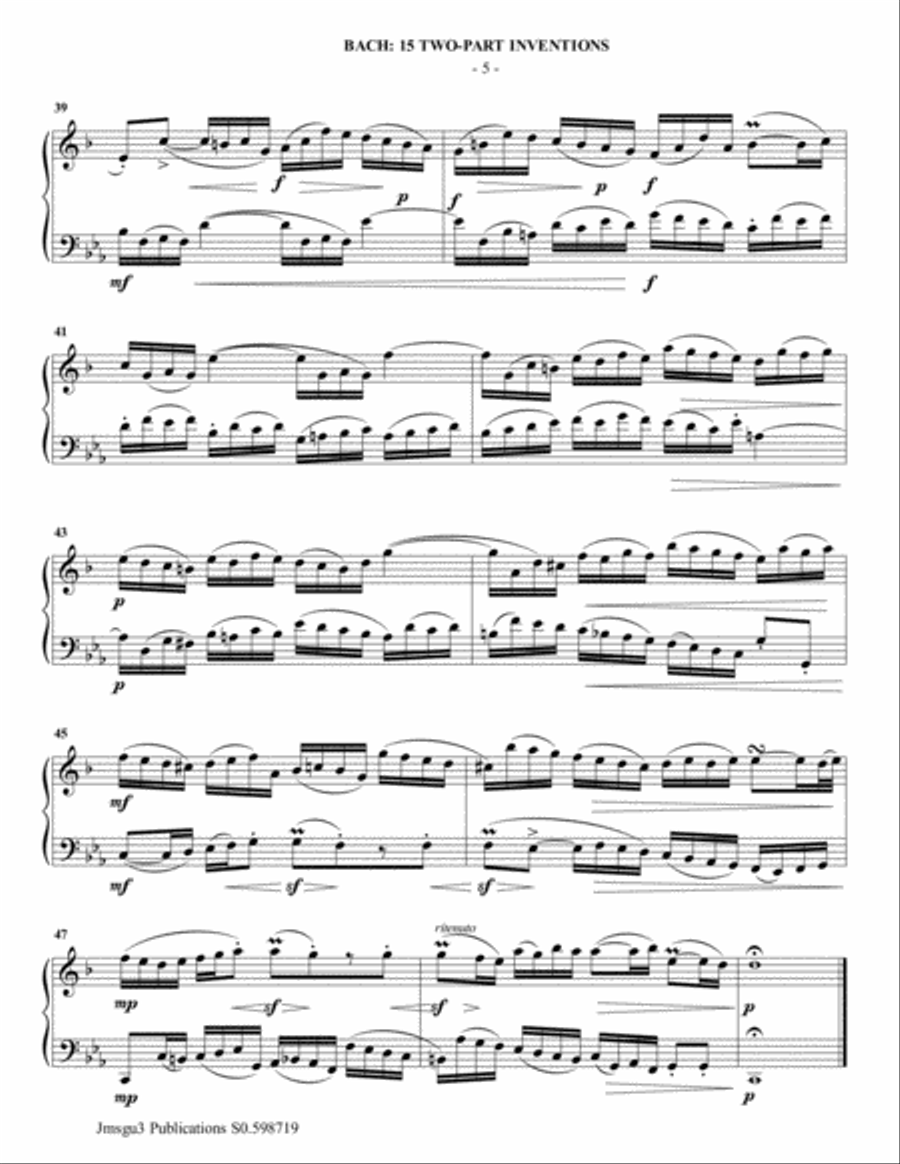 Bach: 15 Two-Part Inventions for Clarinet & Cello Clarinet scores gallery preview page 5