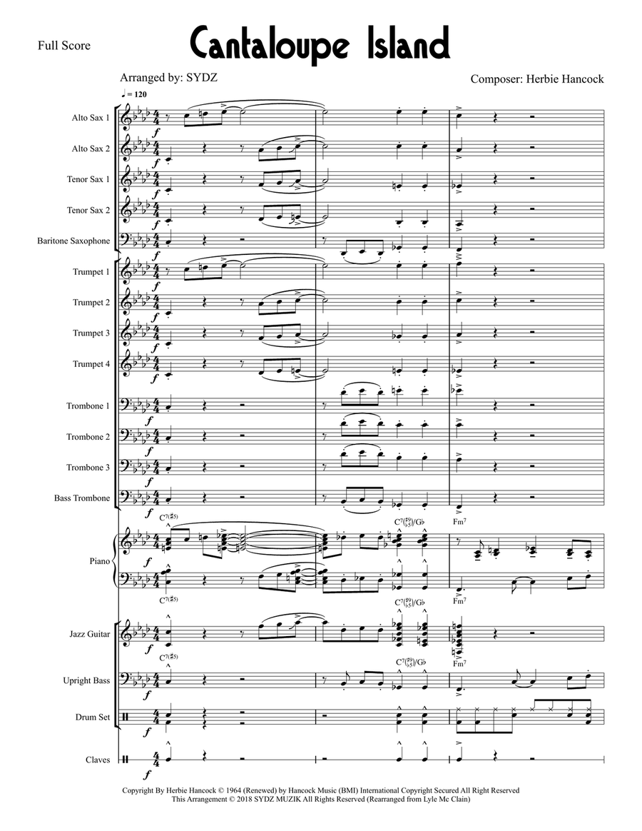 Cantaloupe Island Jazz Ensemble scores gallery preview page 1