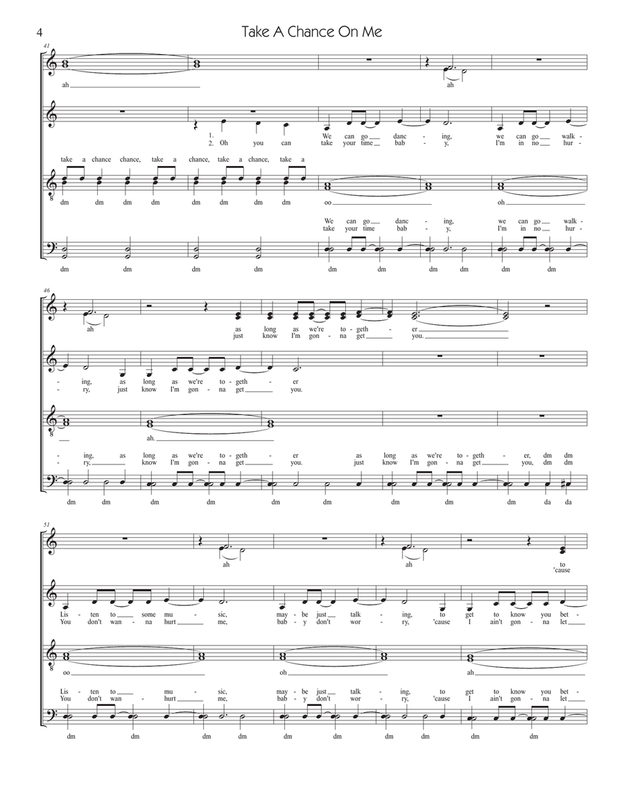 Take A Chance On Me 4-Part scores gallery preview page 4