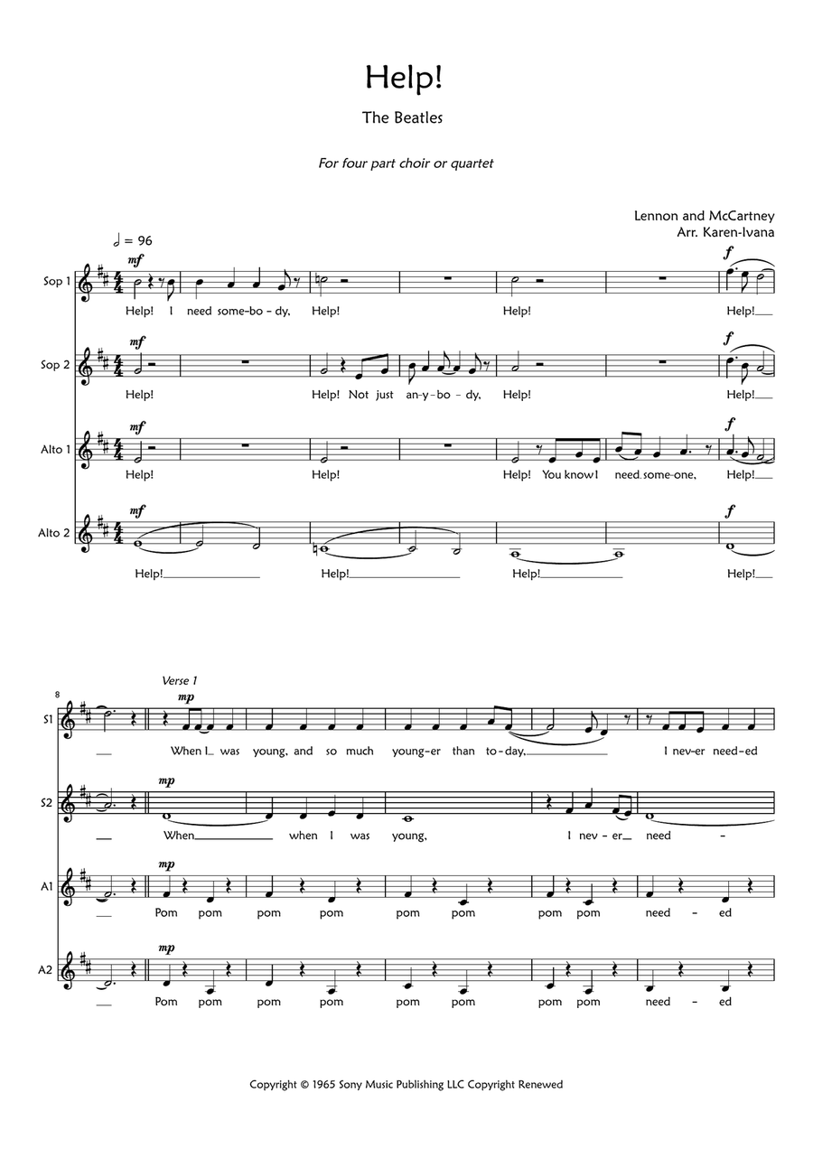 Help! Help! SSAA scores gallery preview page 1