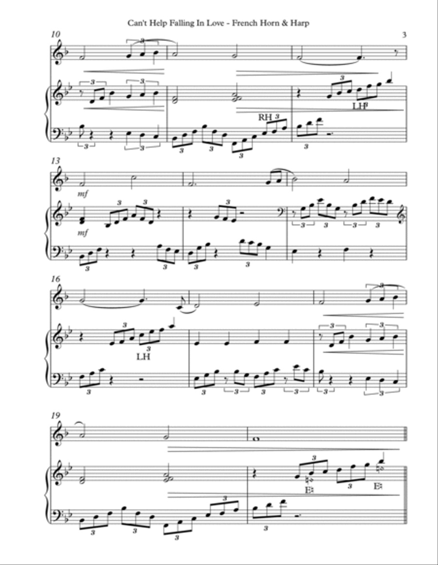 Can't Help Falling In Love Horn scores gallery preview page 3