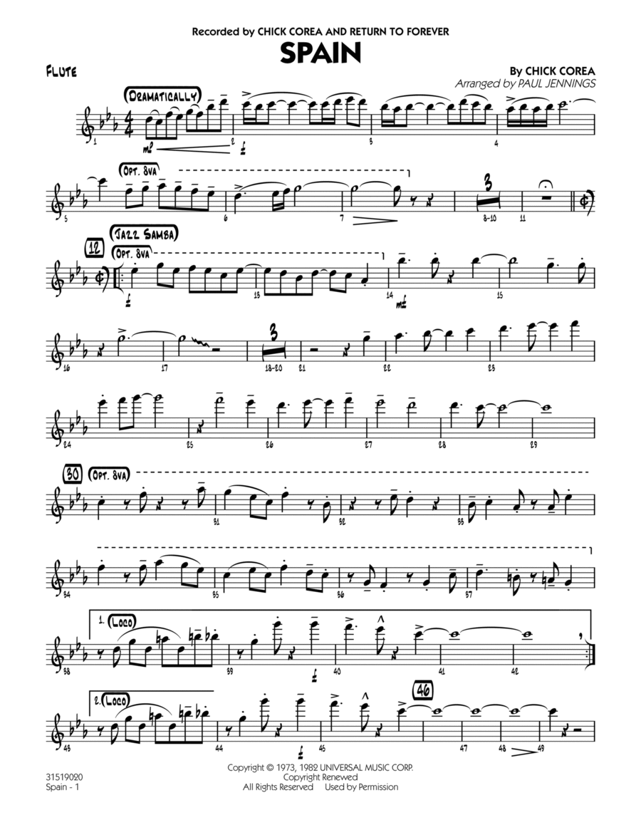 Spain - Flute Spain - Flute Flute scores gallery preview page 1