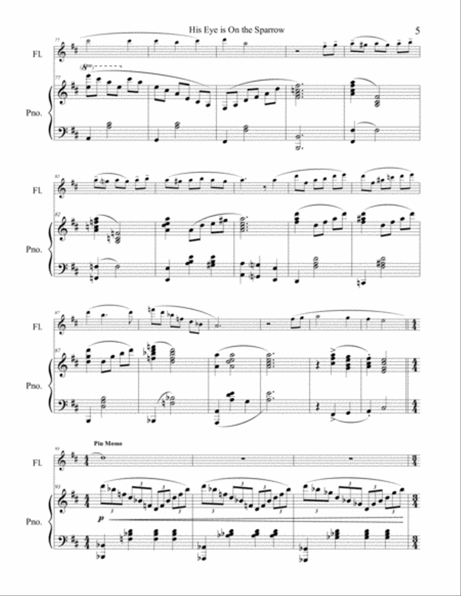 His Eye is on the Sparrow Flute Solo scores gallery preview page 6