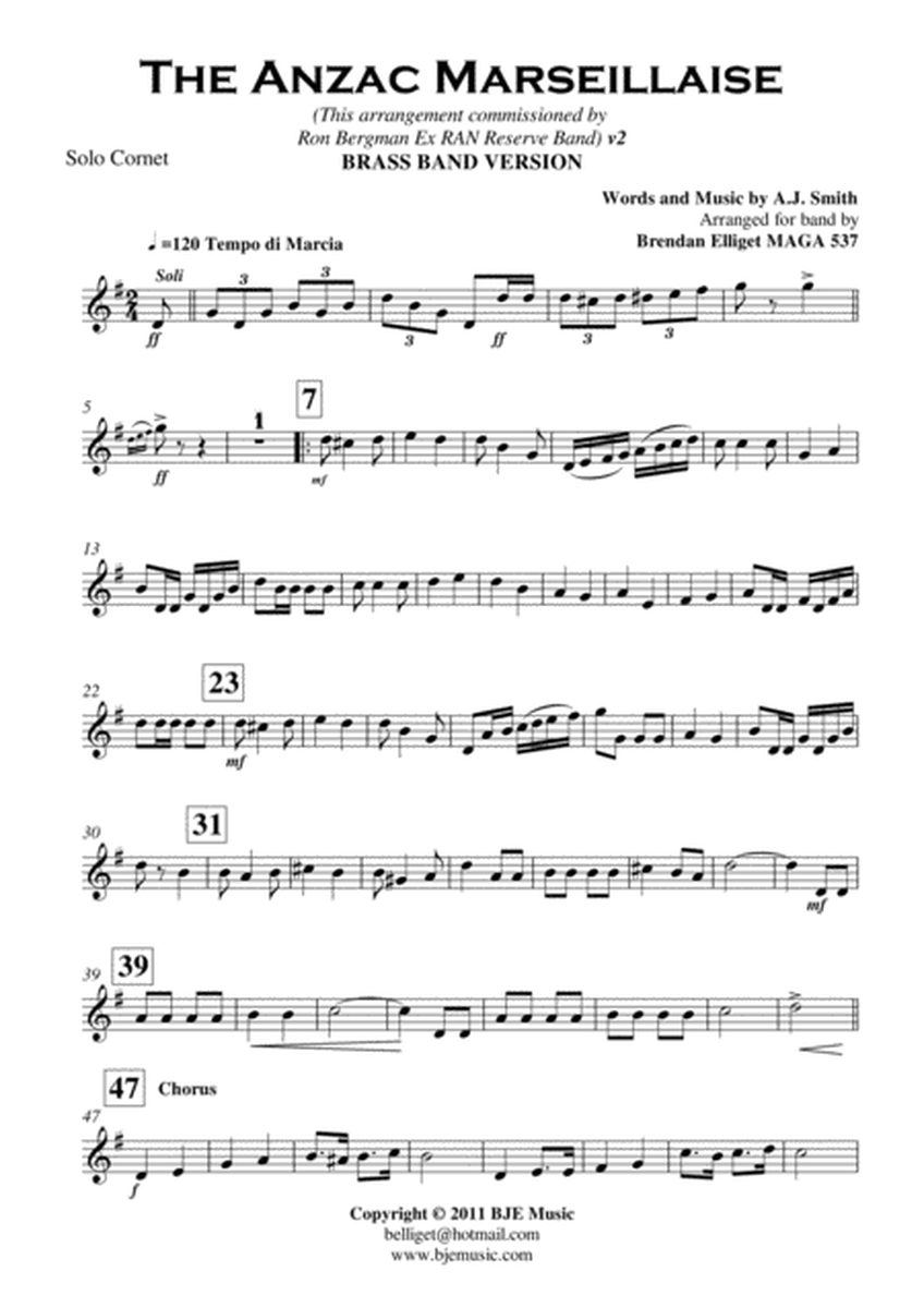 The Anzac Marseillaise - Brass Band Score and Parts PDF image number null
